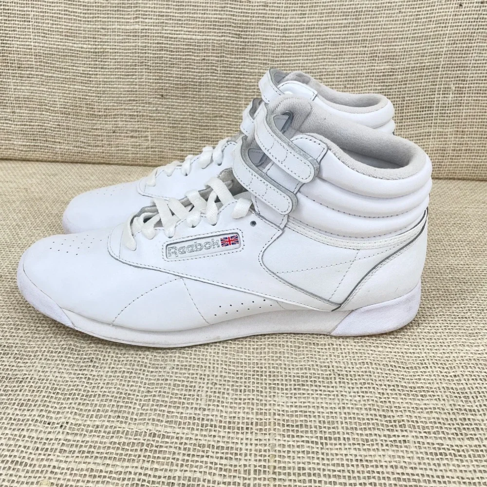 Reebok Freestyle Hi Womens White Leather High Top Sneakers 2431 Size 10